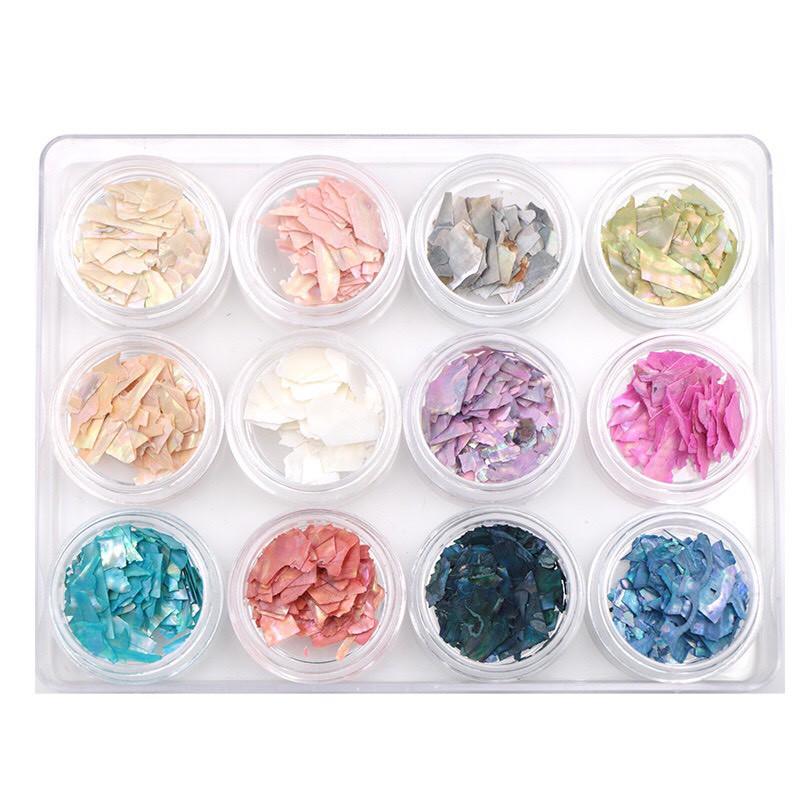 Set xà cừ vân gỗ 12 ô dùng khảm trang trí móng