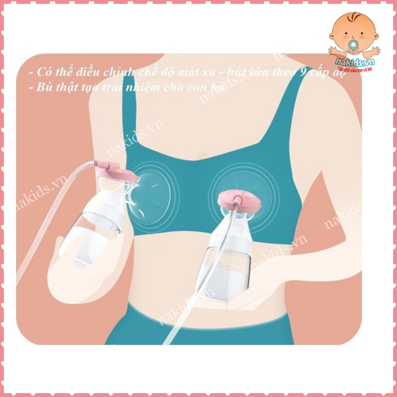 Máy Hút Sữa Điện Đôi 9 Mức Có Chế Độ Massage Kích Sữa - Chính Hãng Misuta Nội Địa Cao Cấp