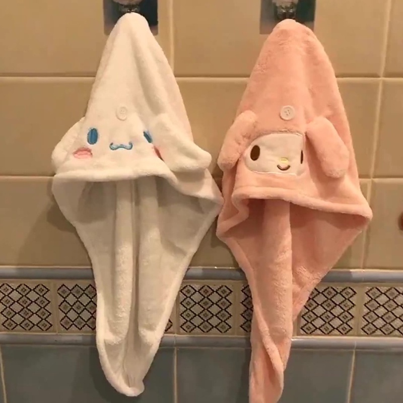 Mũ Trùm Đầu Làm Khô Tóc Bằng Sợi Microfiber Họa Tiết Hoạt Hình Dễ Thương Cho Nữ