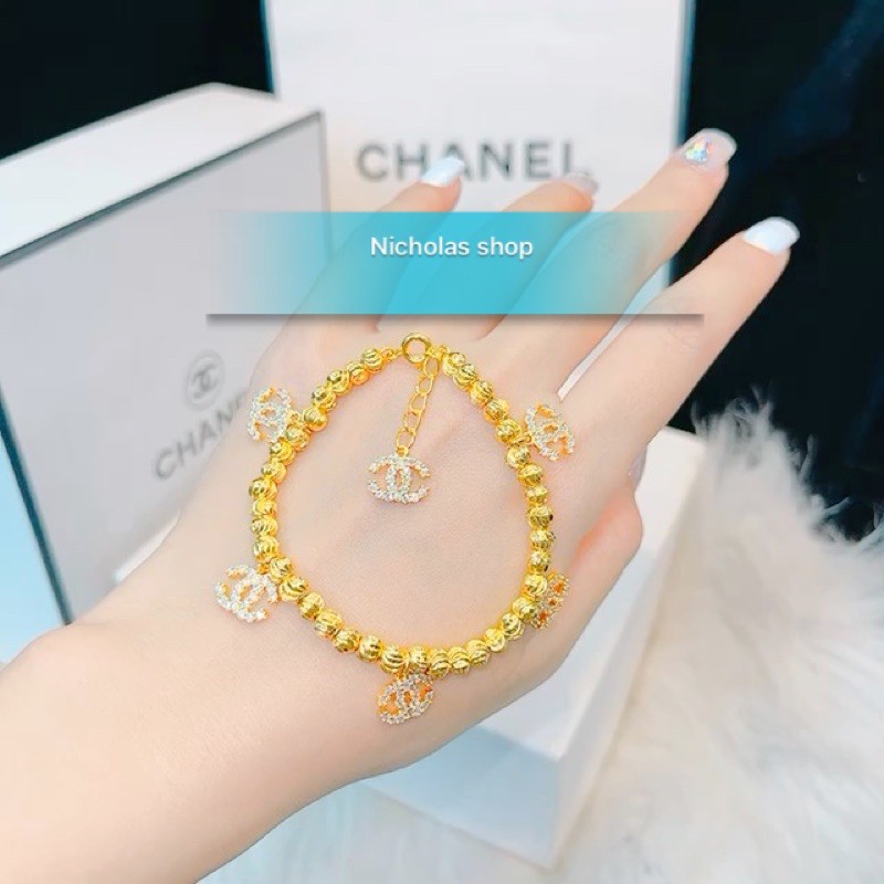 Lắc bi đính đá mạ vàng