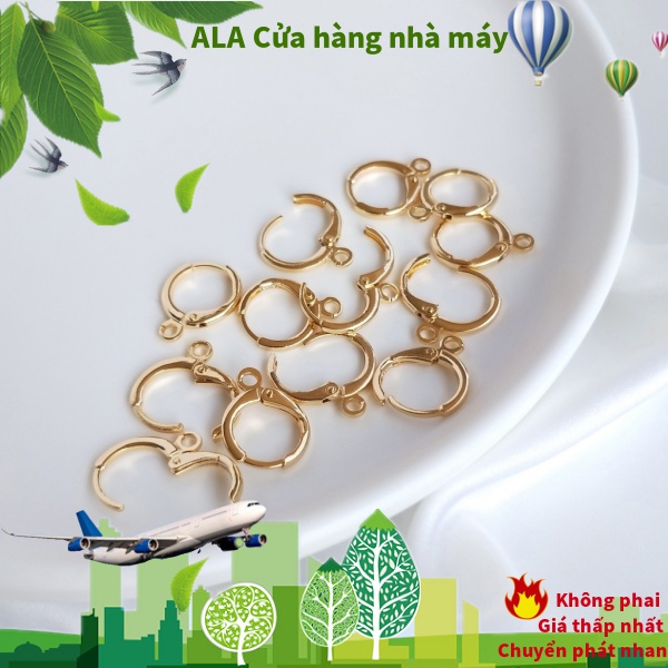 💖Đồ trang sức DIY💖Bông Tai Mạ Vàng 14K Dạng Tròn Màu Sắc Phong Cách Châu Âu【Hoa tai / Đinh tán tai / Phụ kiện khuyên tai】