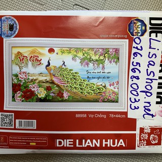 Tranh thêu VỢ CHỒNG 78x44cm chưa thêu 5d 88958