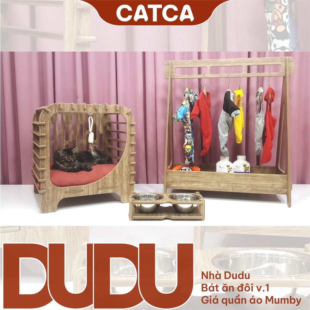 Nhà thú cưng gỗ lắp ghép SANG TRỌNG dành cho chó mèo CATCA - Nhà Dudu