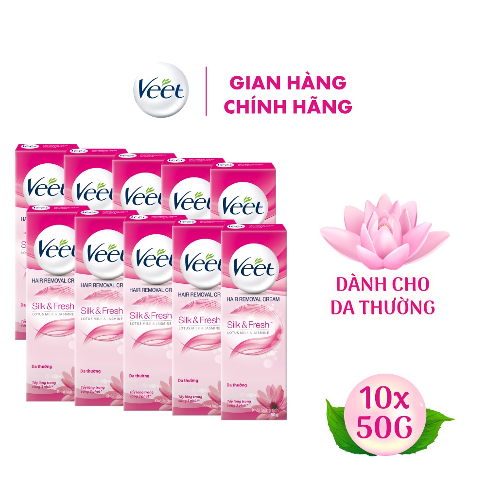 [Mã FMCGRB600 -10% đơn 600K] Bộ 10 Kem tẩy lông Veet dành cho da thường tuýp 50g