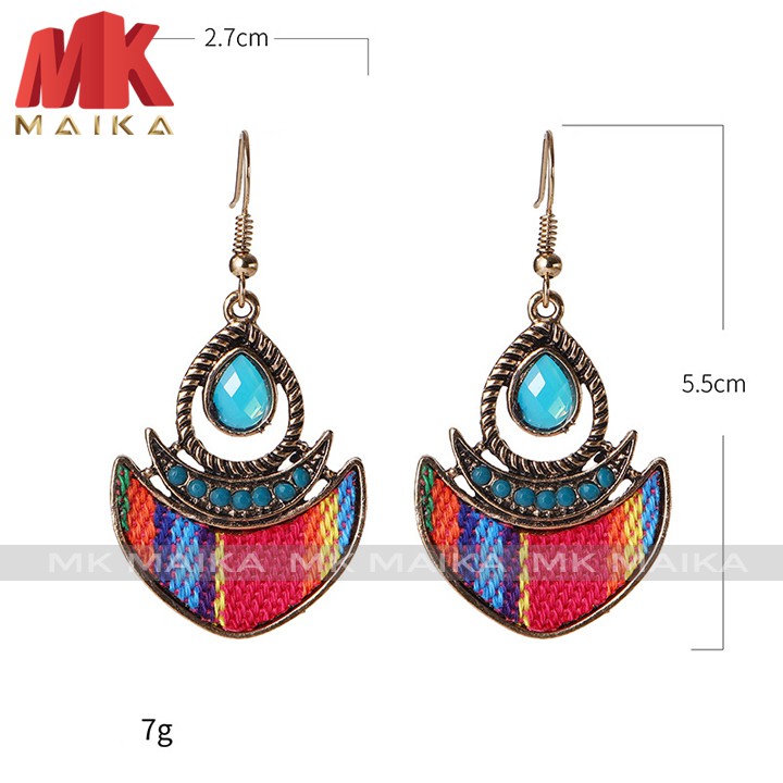 Khuyên Tai Dạng Hạt Vintage MK MAIKA Mẫu Dài MKKT118, khuyên tai thời trang độc đáo, phong cách retro, phù hợp đi biển