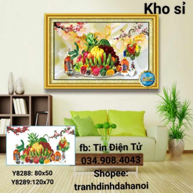 Tranh đính đá mâm ngũ quả y8288 ( 80x50) y8289 (120x70) - TRANH CHƯA ĐÍNH