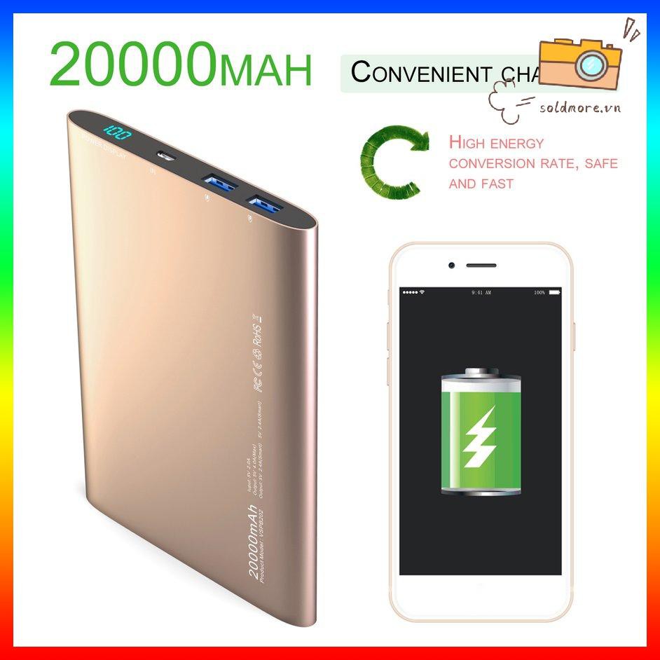 Sạc Dự Phòng 20000mah Siêu Mỏng Có Màn Hình Lcd