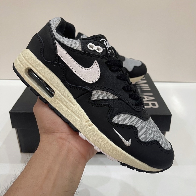 Giày sneaker Air Max 1  Patta Waves Black - Full box có dây phụ