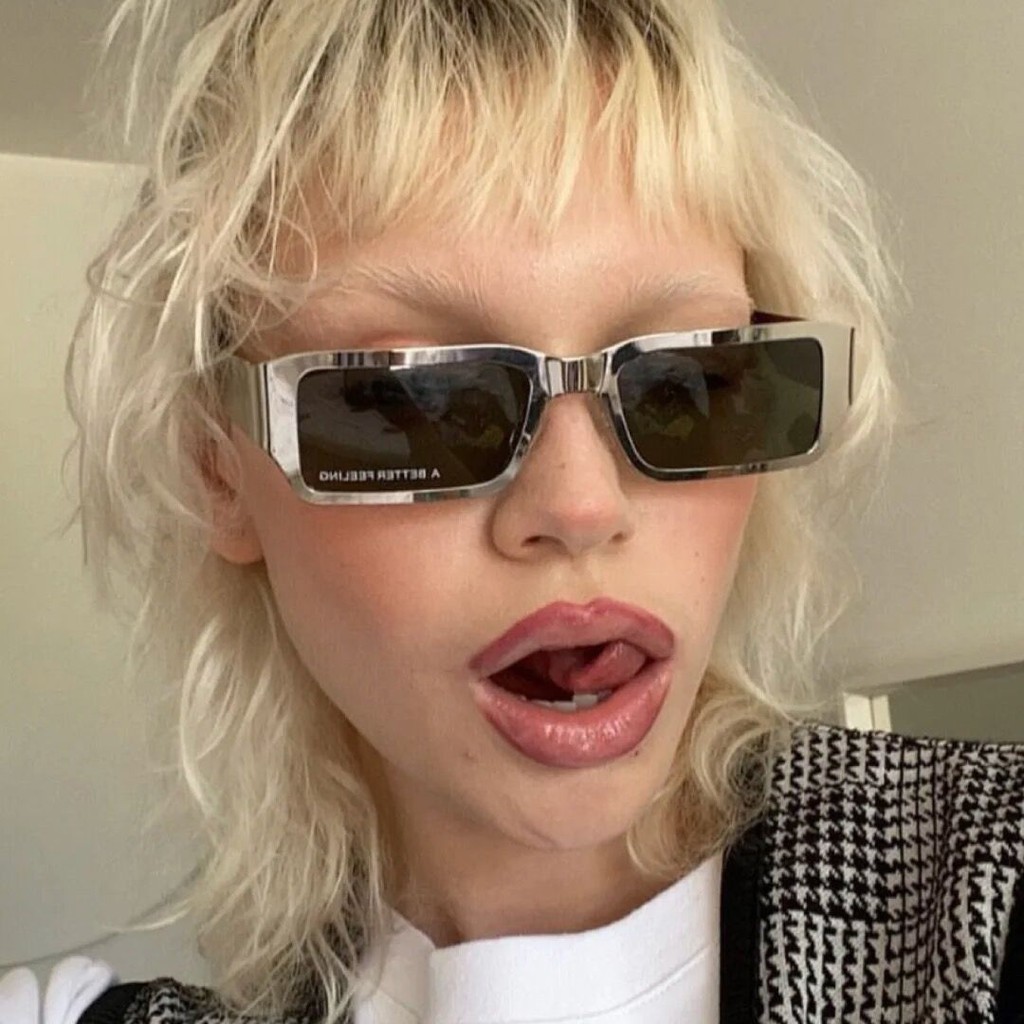 Kính mát uv400 gọng kim loại chữ nhật nhỏ thời trang hip hop | BigBuy360 - bigbuy360.vn