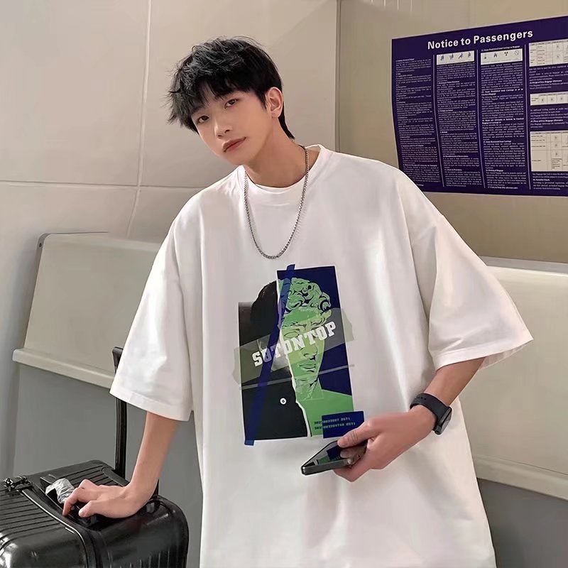 Áo Thun Dáng Rộng In Chữ Phong Cách Nhật Bản Thời Trang Mùa Hè Cho Nam Cỡ M-8XL