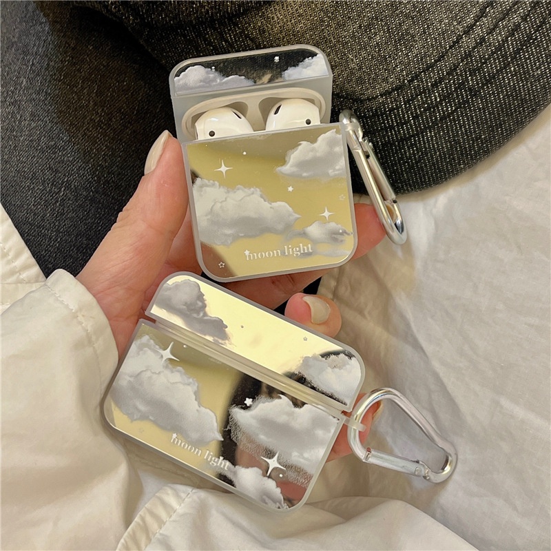 Vỏ Bảo Vệ Hộp Sạc Tai Nghe Airpods 1 2 3 Pro 3 Airpods3 Mềm Hình Đám Mây Mặt Gương Chống Rơi