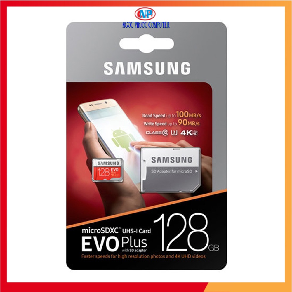 Thẻ nhớ MicroSD SamSung 128GB/64GB/32GB/16GB – Evo Plus Class 10  – Kèm Adapter – Bảo hành 5 năm