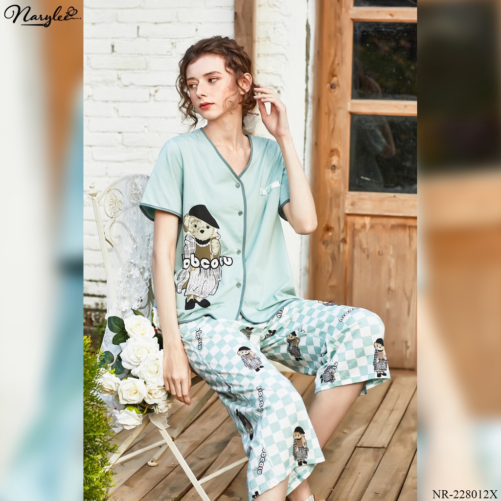 Đồ bộ mặc nhà nữ cao cấp Narylee áo cộc tay quần lửng cotton nhập khẩu mềm mịn chống tia UV kháng khuẩn mã NR - 228012