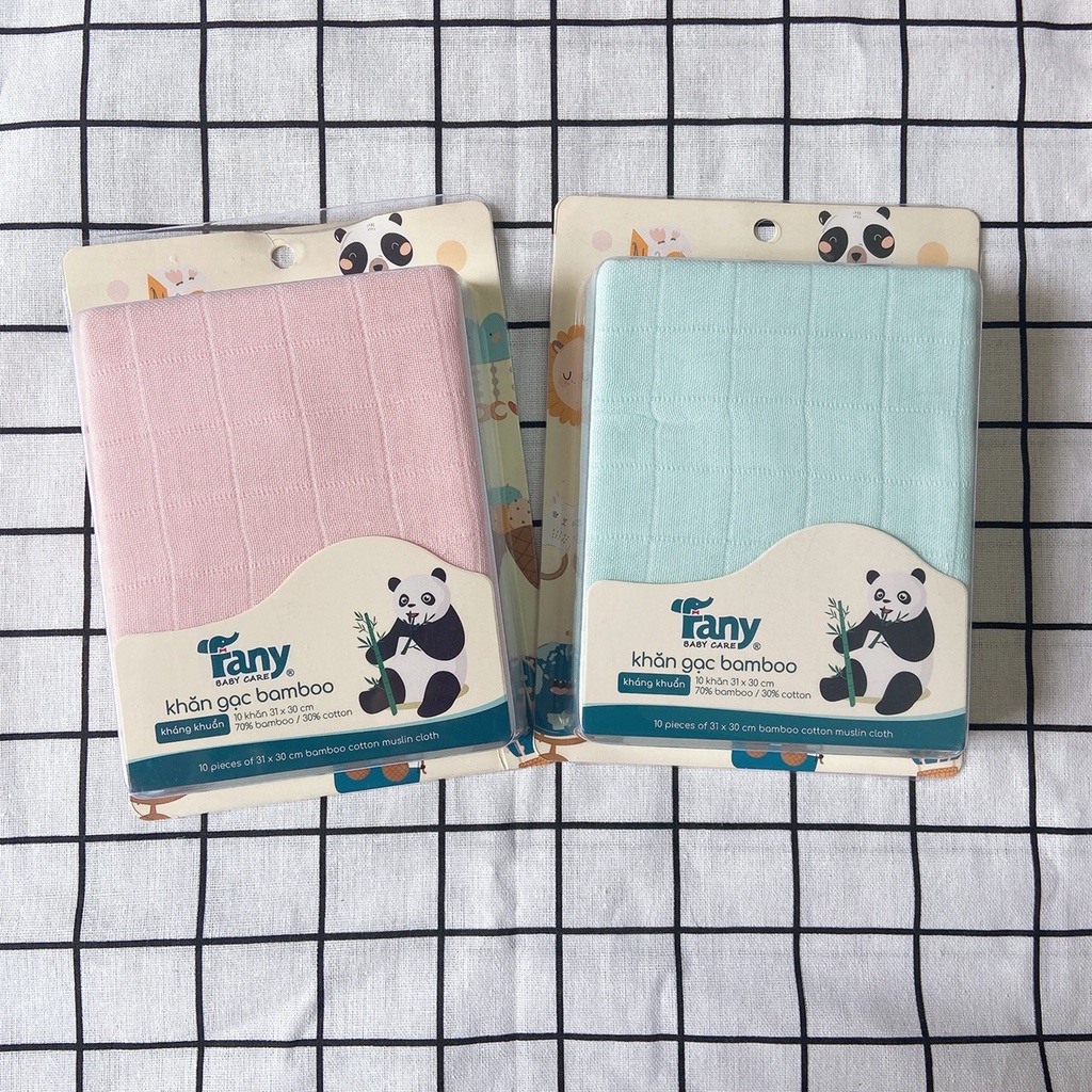 Hộp 10 khăn sữa sợi tre Fany cao cấp, chất vải mỏng mềm mịn