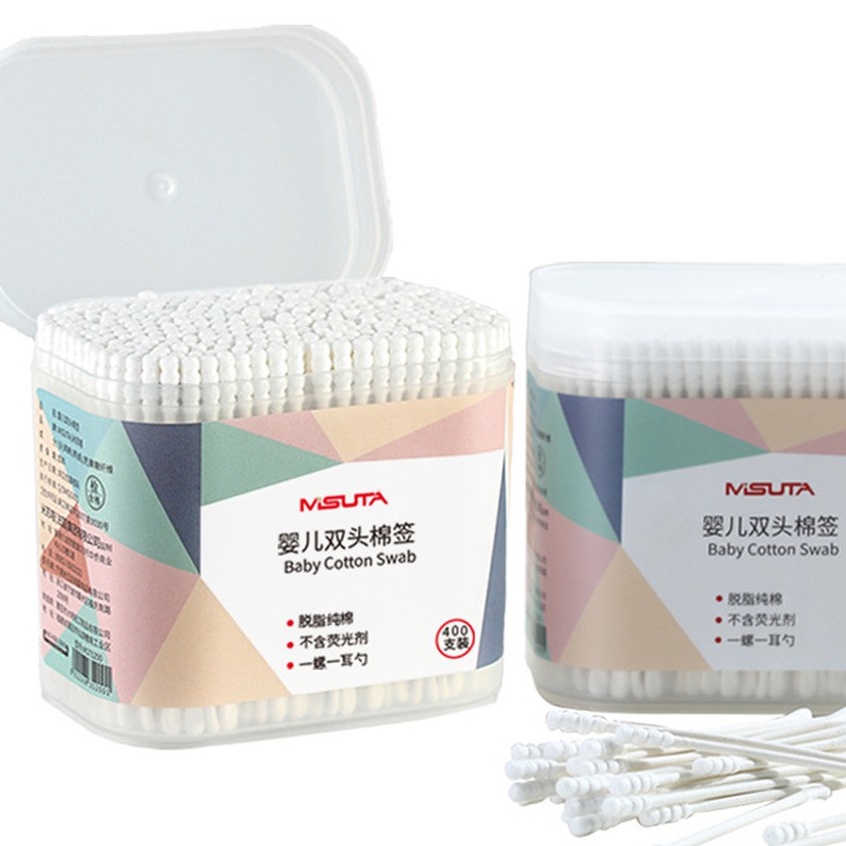 Tăm Bông Misuta Cho Trẻ Sơ Sinh Hộp 400 Que