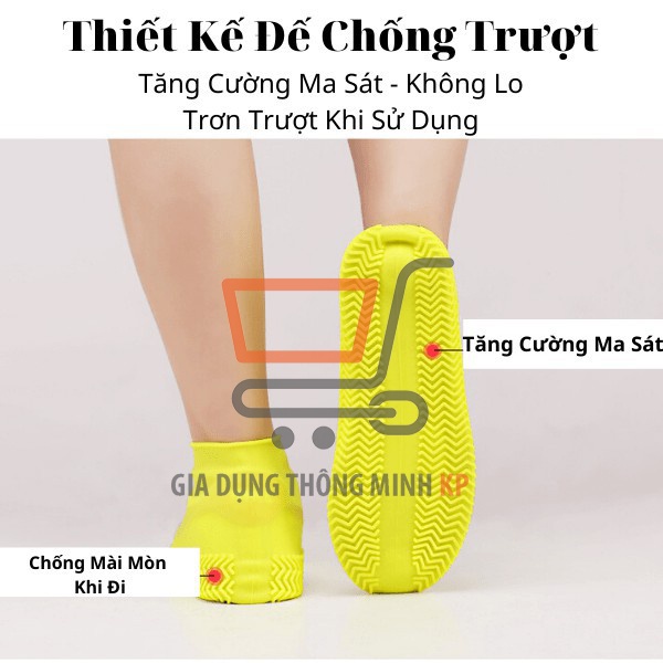 Bọc giày đi mưa silicon cao cấp, chống trơn trượt, tái sử dụng nhiều lần