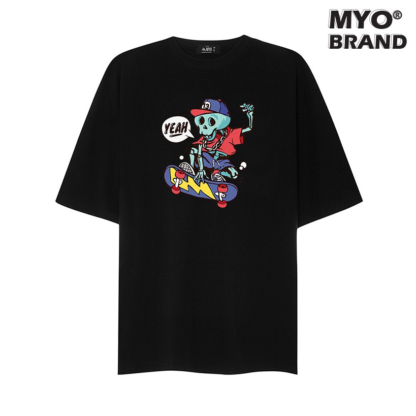 Áo Thun Tay Lỡ Form Rộng MYO Vải Cotton In Hình Skeleton Yeah 2730