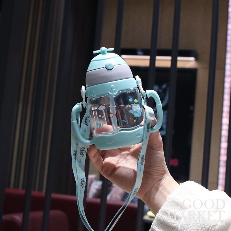Bình Đựng Nước 400ml Kèm Ống Hút Chống Rò Rỉ Dễ Thương Tiện Dụng Cho Bé Gái/Trường Học/Du Lịch