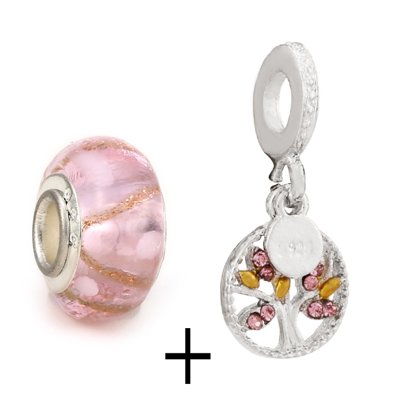 Bộ 2 Mặt Trang Sức Đá Pha Lê Hồng Hình Trái Tim