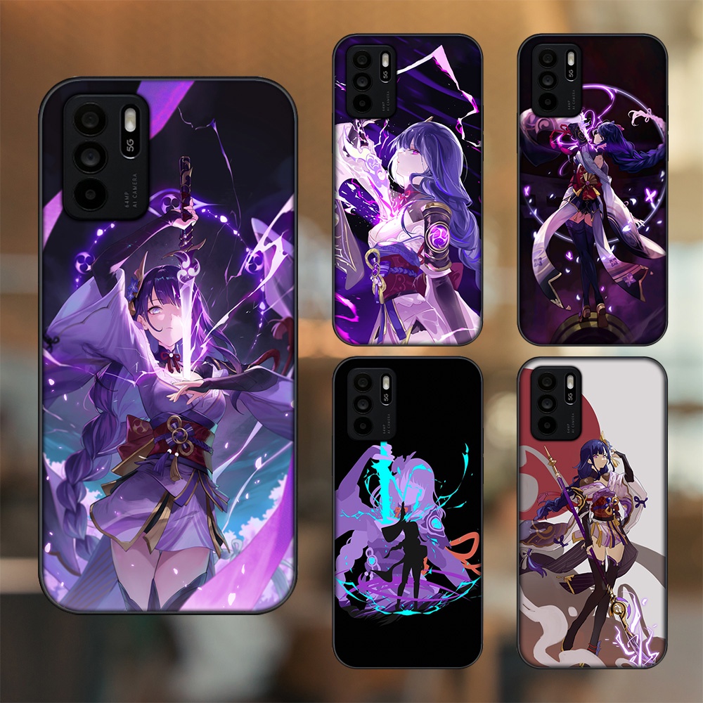 Ốp lưng Oppo Reno 6Z 5G viền đen in hình Raiden Shogun Genshin Impact
