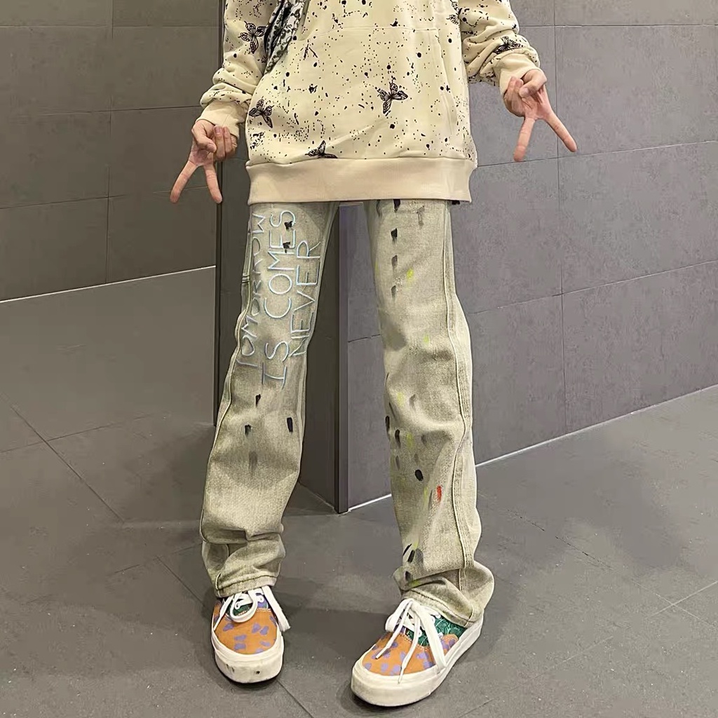 Quần Jeans ống suông hip hop cao cấp INS GODMOTHER