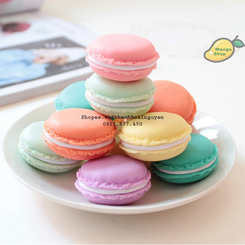 Bánh macaron nhựa mini đựng trang sức, phụ kiện chụp ảnh decor