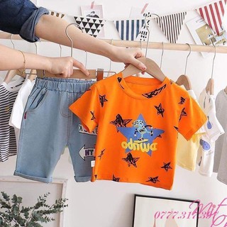 Set bộ sao áo cotton quần jean bé trai