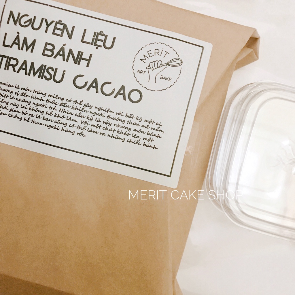 [Hàng lạnh chỉ ship nội thành Hà Nội] Set nguyên liệu tiramisu 250kacl kèm hộp đựng bánh ( Tặng kèm công thức )