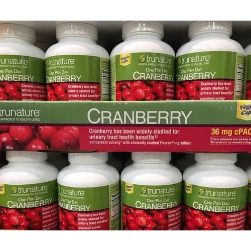 Viên uống hỗ trợ date 8/2024 đường tiết niệu và chống oxy hóa Trunature Cranberry 650mg - EDS Hàng Mỹ