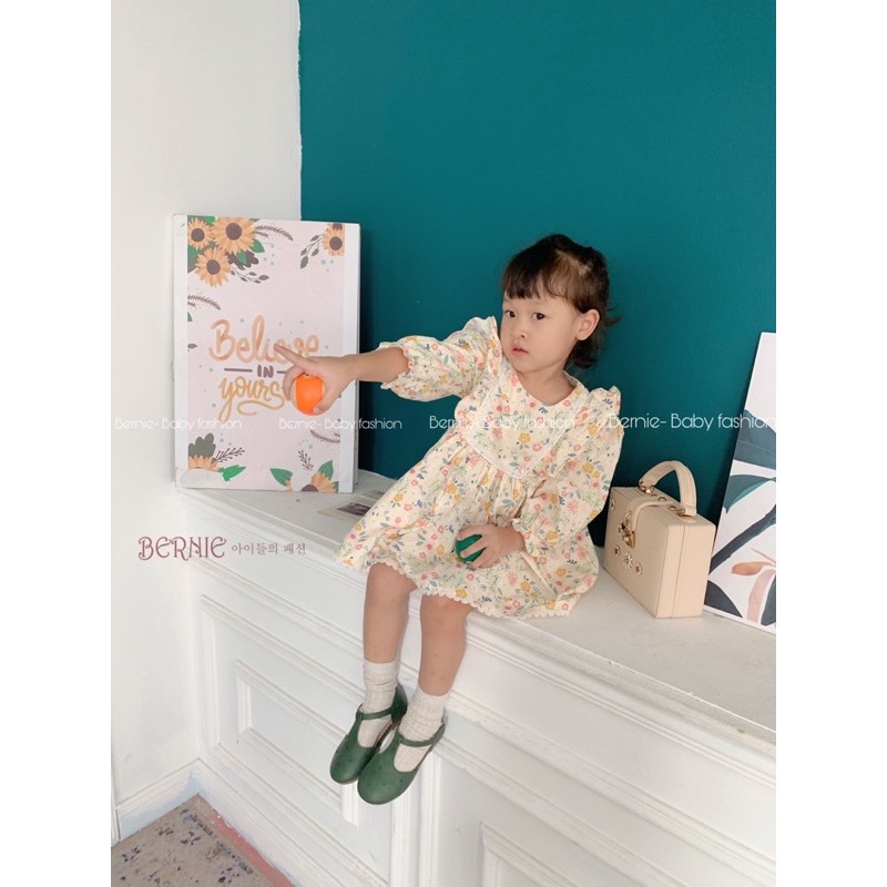 Váy thô dài tay thu đông phối ren ngực cho bé từ 9 đến 19kg_Bernie Kids