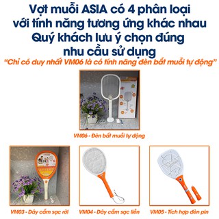 Vợt Muỗi ASIA Cao Cấp Kiêm Đèn Bắt Muỗi Đa Năng Tích Điện 2 Trong 1 Vợt Bắt Muỗi Hàng Việt Nam Chất Lượng Cao