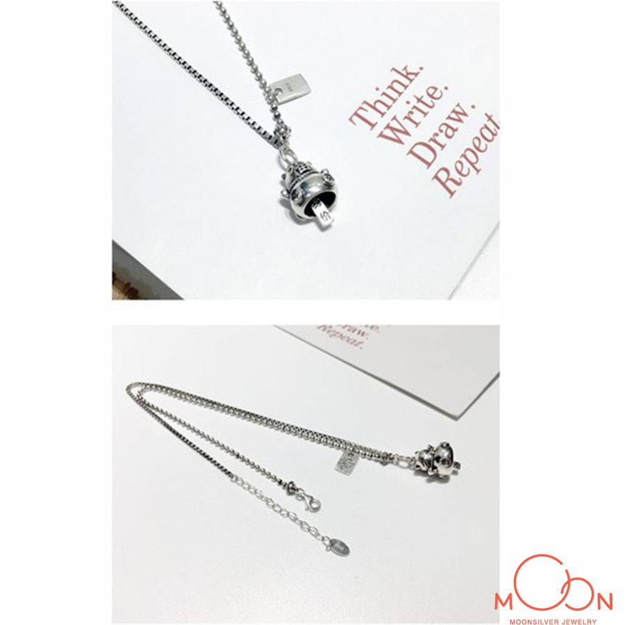 Dây chuyền bạc moonsilver, vòng cổ bạc mèo thần tài may mắn