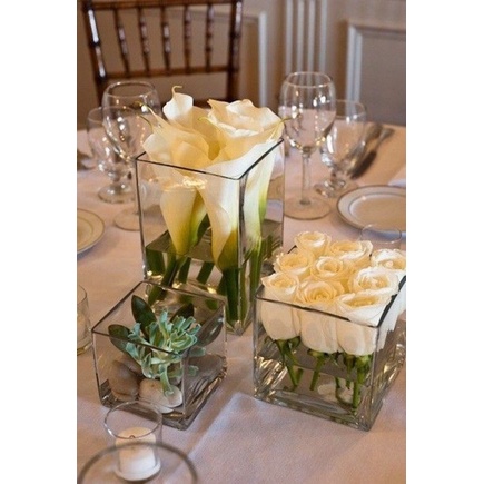 Lọ ống thủy tinh vuông - Trụ thủy tinh VUÔNG cắm hoa, trang trí, nuôi cá, thủy sinh 10 x 10/15/20cm