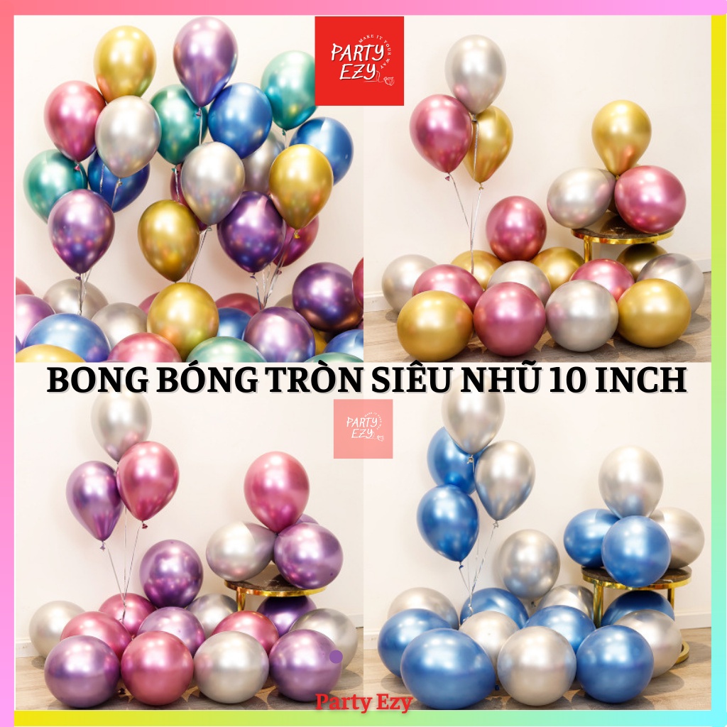 SET 5 BÓNG CHROME SIÊU NHŨ TRÒN 10 INCH  - NHIỀU MÀU