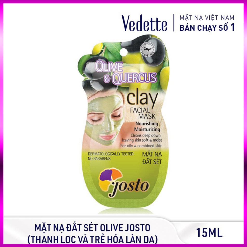 Mặt Nạ Đất Sét Trắng Và Olive JOSTO 15ml - DƯỠNG ẨM & NUÔI DƯỠNG LÀN DA - TPM033