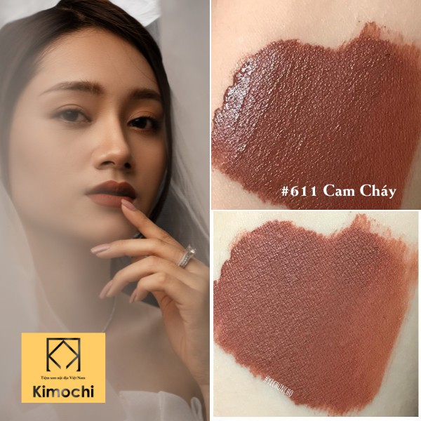 Son kem lì Kimochi màu Cam Cháy 611