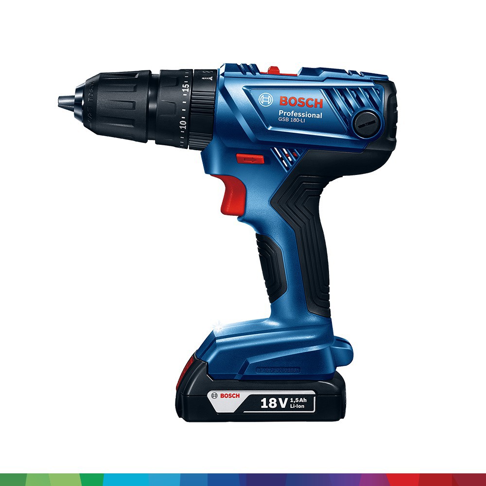 Máy khoan vặn vít dùng pin động lực Bosch GSB 180-LI cùng phụ kiện