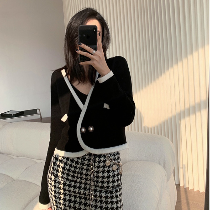 Áo Khoác Cardigan Dệt Kim Tay Dài Dáng Rộng Dễ Phối Đồ