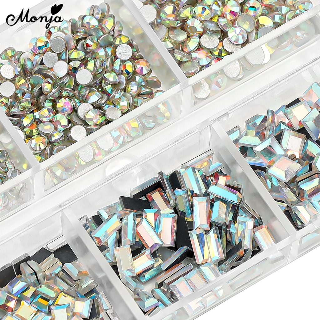 MONJA [Hàng mới về] Hộp 6 ngăn đá đính trang trí móng tay 3d tùy chọn kiểu dáng