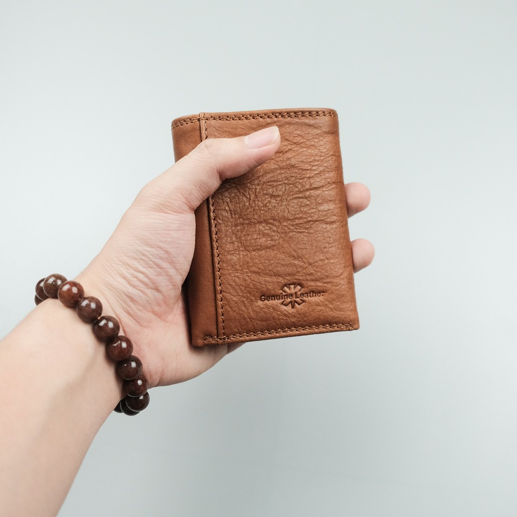 Ví da Mini nam nữ Genuine Leather gập 3 đựng thẻ ngân hàng, card, tiền.. nhỏ gọn, thời trang V005