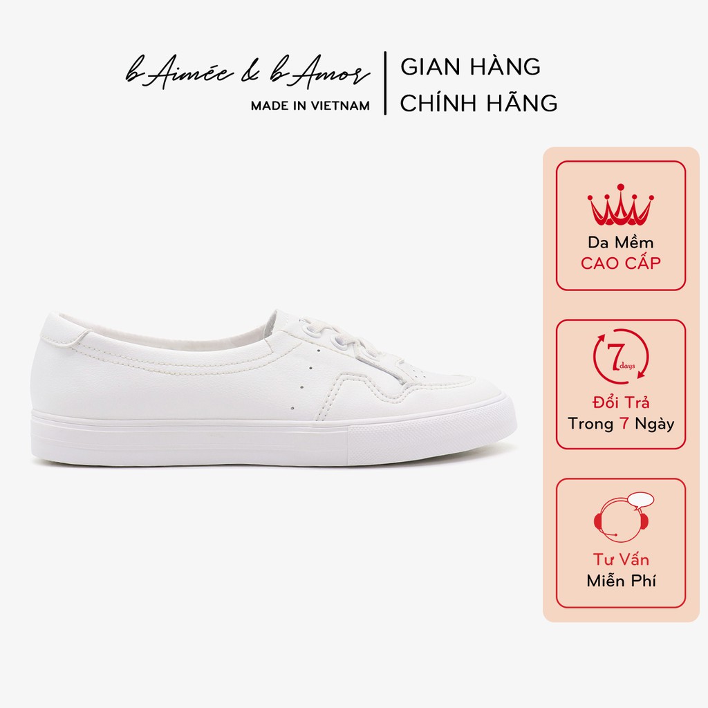 Giày sneaker nữ thể thao màu trắng đẹp dáng giày bata đế bằng cổ thấp thời trang bAimée & bAmor – MS0762