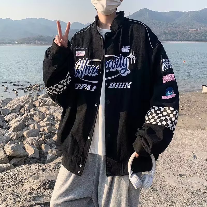 Áo Khoác Thêu Chữ Phong Cách Hàn Quốc Thời Trang Dành Cho Nam 2023 New Fashion Áo Khoác Tay Dài Dáng Rộng Màu Sắc Đơn Giản Thoải Mái Hù Hợp Nam Nữ Chất Nỉ Bông Cao Cấp