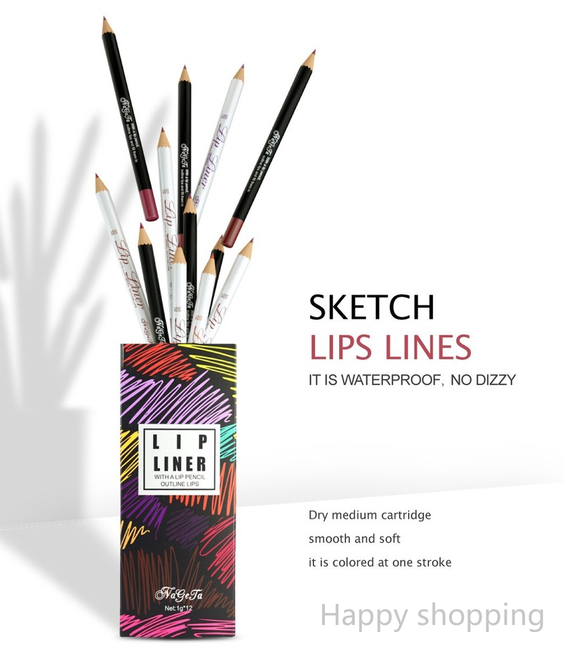 (Hàng Mới Về) Chì Kẻ Viền Môi 12 Màu Sắc Tùy Chọn Chống Nước Tiện Dụng | BigBuy360 - bigbuy360.vn