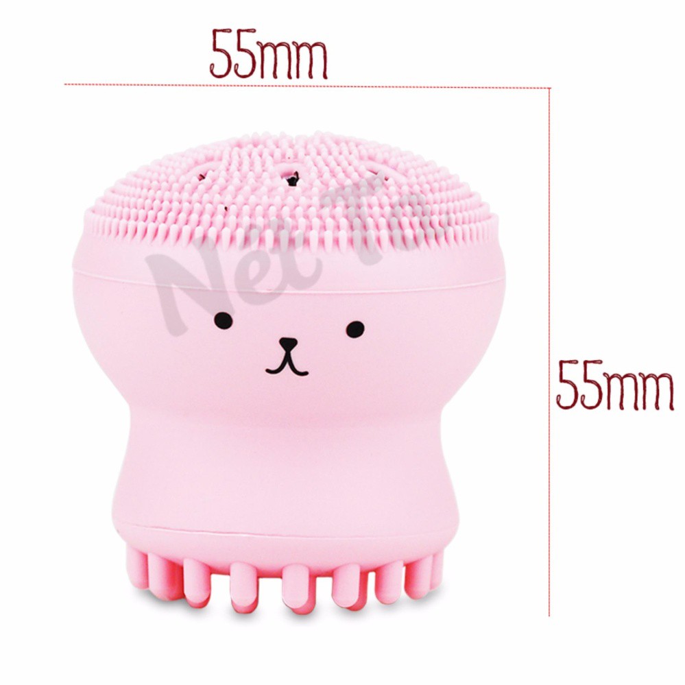 Mút rửa mặt silicone bông rửa mặt bạch tuộc siêu dễ thương, làm sạch sâu, massage da mặt (màu hồng)