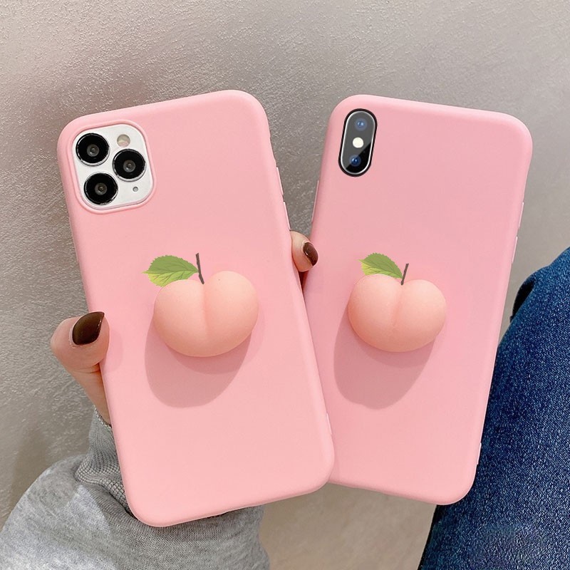 Ốp gắn quả đào 3d mềm hot trend  ốp lưng cho Iphone 12 Pro Max 12 Mini 11 Pro Max 7 8 Plus Xs Xr 11 11pro x xsmax-b331