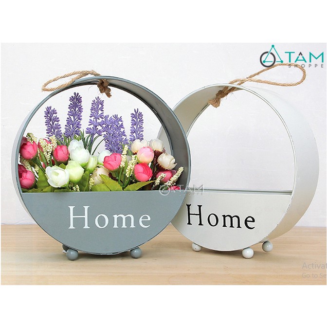 Chậu hoa treo tường bằng thiếc chữ Home Vintage số 11