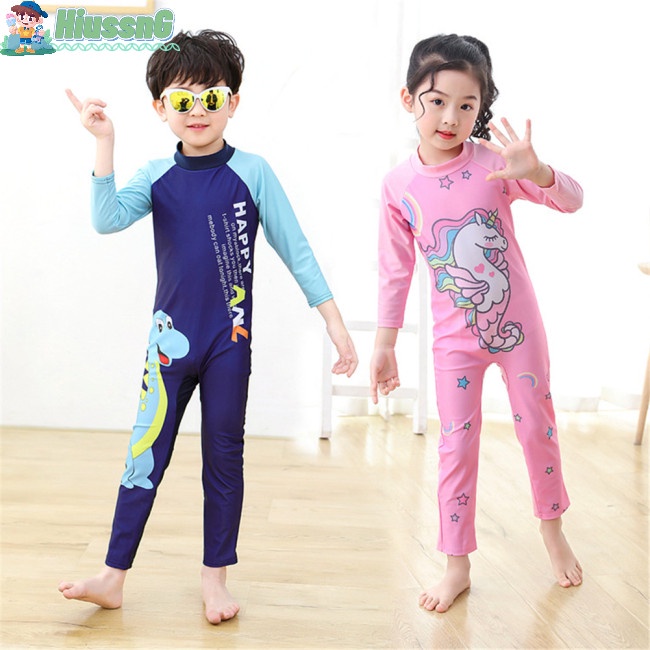 Bộ Đồ Bơi Dài Tay Chống Nắng Họa Tiết Hoạt Hình Cho Bé Từ 3-11 Tuổi