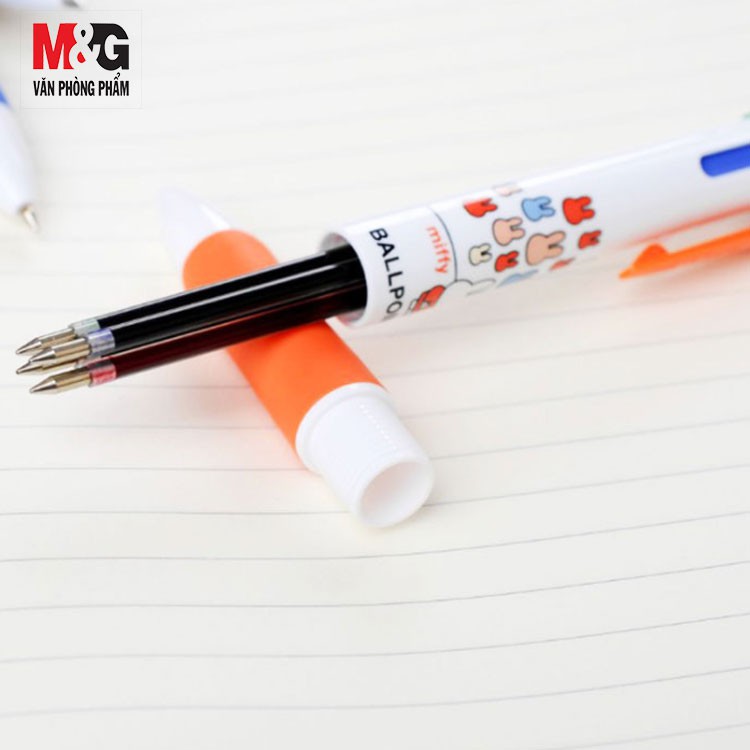 Bút Bi 4 màu M&G MF1006 , thân có hình con thỏ, chất lượng ko gai tắc mực