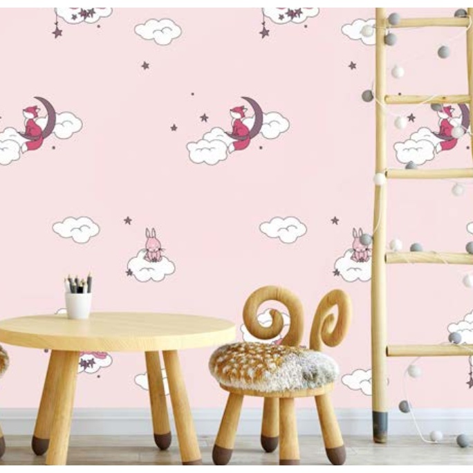 Decal giấy dán tường CÁO HỒNG MỚI khổ 45cm keo sẵn