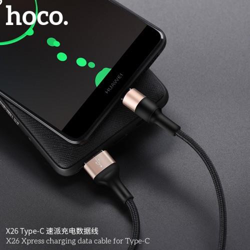 Cáp sạc cao cấp HOCO X26 cổng USB Type-C: Dây chống đứt, chống rối, hỗ trợ sạc nhanh